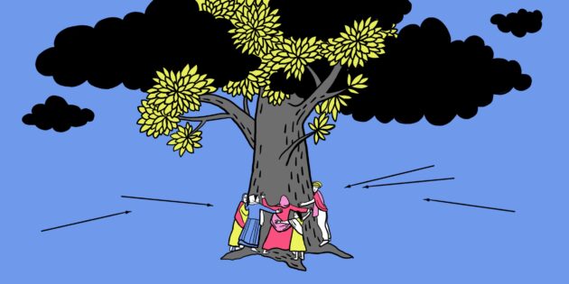 Етика ненасильства: бішни обійняли дерева, щоб закрити їх своїми тілами