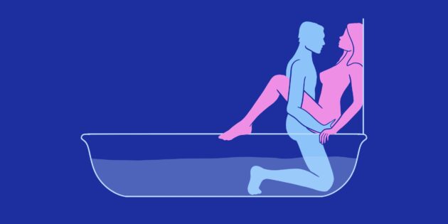 Секс у ванній: поза з опорою на ванну